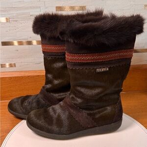 Vintage Tecnica goat fur boots size 7